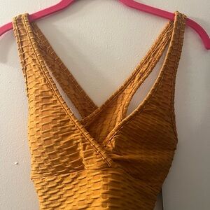 Girls' Mustard Textured Leggings - Kids Bottoms